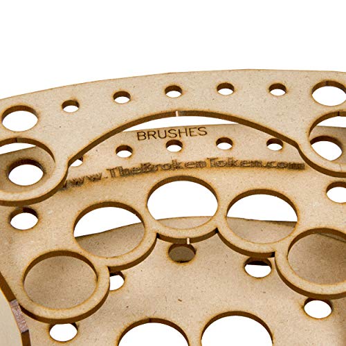 Image of The Broken Token Modular Paint Rack w / 26mm Holes - 45 Wedge - Multiple Organizer for Paint Bottles, Pots, and Brushes in Tiered Layout - Customize Your Pieces with Easy Organization & Access