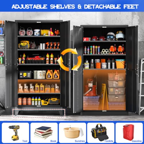 Image of GAIOUS 79 inch Tall Metal Pantry Storage Cabinet with Lock, File Cabinet Black