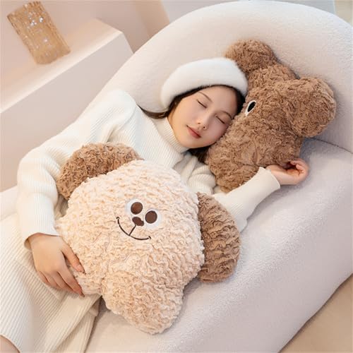 Ueiwffzo Kuschelkissen Hund/Bär 33cm Kreative Flauschige Kissen, Kinderkissen Bär Niedliches Plüschkissen, Sofakissen Kuscheltiere Kawaii Weiche Sofadekoration, Geschenke (Hund)