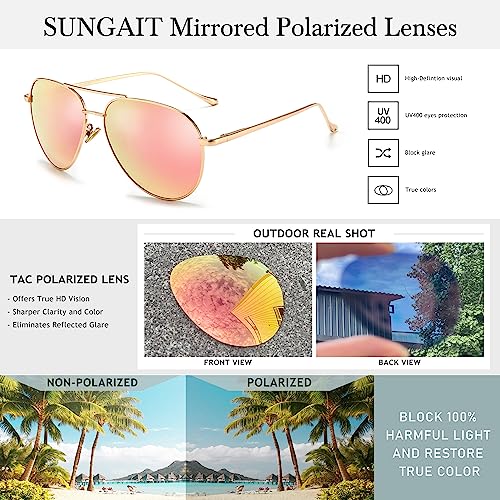 Image of SUNGAIT Women's Lightweight Oversized Aviator Sunglasses