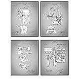 Bathroom Patent Prints - Vintage Retro Wall Art Poster Set - Chic Contemporary Home Decor for Bath -...