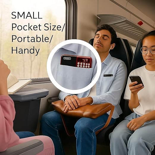 Image of Portable Digital Radio Speaker with LED Display, High-Gain FM Antenna, Numeric Keypad Control FM Antenna | Numeric Keypad | Lightweight (FM-680-RED)