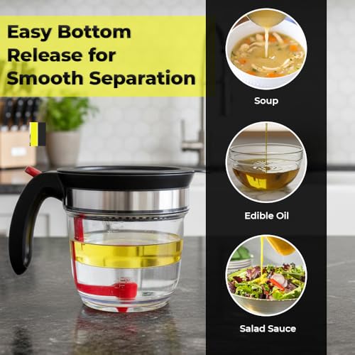 KitchenPick Fat Separator 1000ml with Bottom Release – Gravy & Grease Separator with Strainer for Easy Pouring, Durable Kitchen Tool with Tea Infuser Included by KitchenPick - Used condition - Image 5