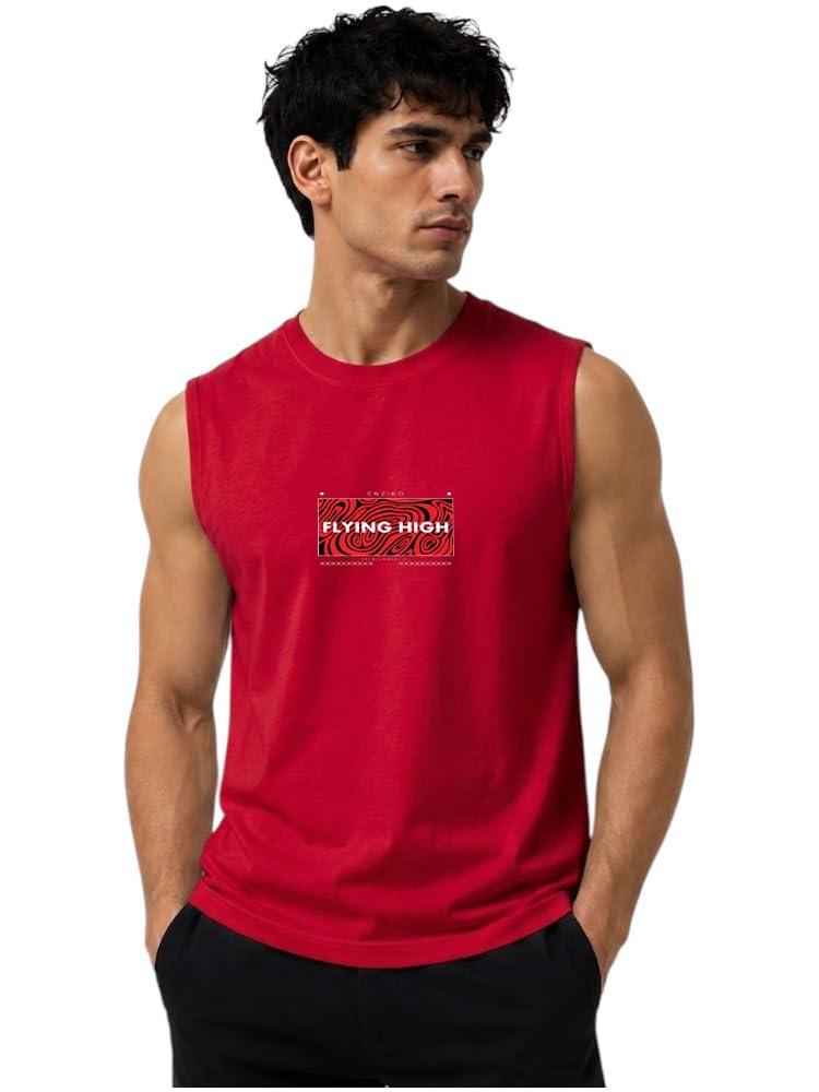 Men Cotton Printed Ribbed Round Neck Sleeveless Casual| Sports| Gym| Tank Top | Vest| Regular Fit T Shirt-image-28
