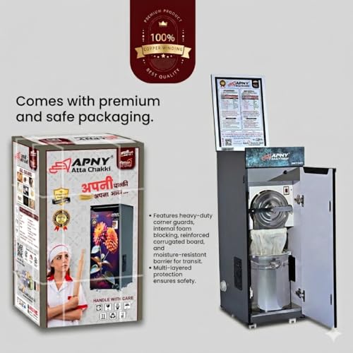 Image of Atta Chakki for Home | Domestic Flour Mill | 1HP Motor | Wheat, Rice & Millet Grinding | Multi Grain Grinding | Low Noise Heavy Duty Motor | 10 Kg /Hr Capacity | Fully Automatic (JAC03)