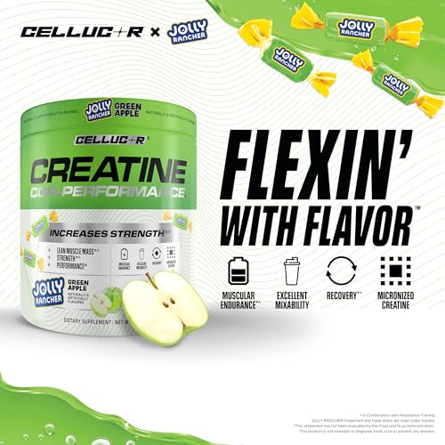 Image of Cellucor Creatine Powder, Jolly Rancher Green Apple - Increases Strength, Lean Muscle Mass & Endurance, Micronized Creatine for Fast Absorption, 5g Creatine per Serving, 50 Servings