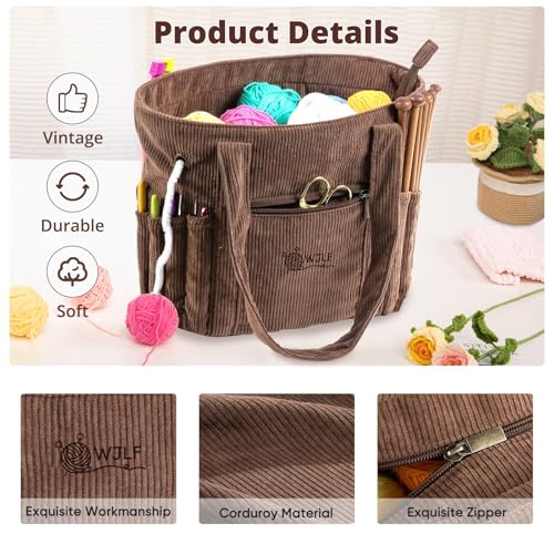 Image of Crochet Bags and Tote Bags - Corduroy Wire Bags - Yarn Clips for Crochet - Functional Crochet Hook and Crochet Accessories Lots of Crochet Bags for Crochet Lovers, Thanksgiving Gifts