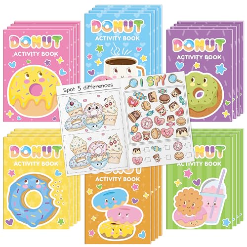 X1zuue Bulk Donut Activity Books Mini Games Coloring Booklet for Kids