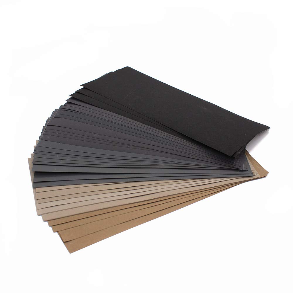 CAIDAI&YL 36 piezas de papel de lija de 120 a 3000 surtido de papel de lija ceñido, seco y húmedo, hojas de lijado abrasivas impermeables con lijadora de bloque de lijado, surtido