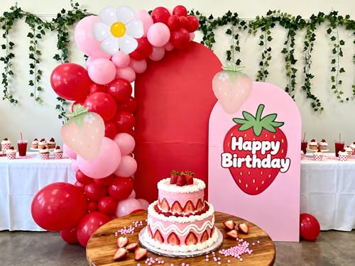 Image of Pink Strawberry Balloons Strawberry Birthday Party Decorations Berry First Birthday Party Decorations Strawberry Baby Shower Berry In Love Bridal Shower Decorations Globos De Fresa