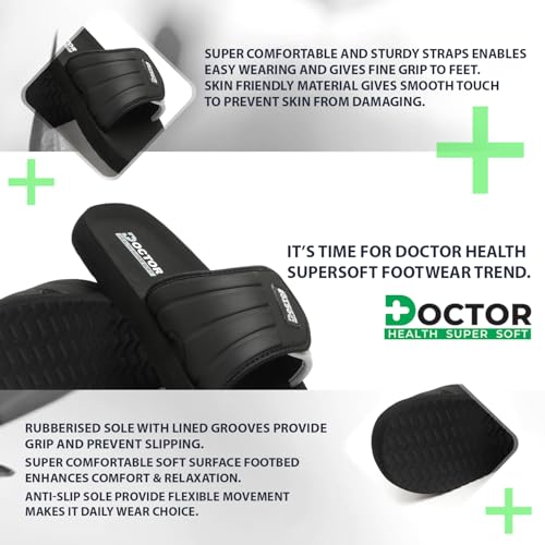 Image of DOCTOR HEALTH SUPER SOFT Men's Casual Slide Slippers | Soft Cushioned EVA Comfort Sandals | Lightweight Anti-Slip Open Toe Slides for Indoor Outdoor Everyday Wear