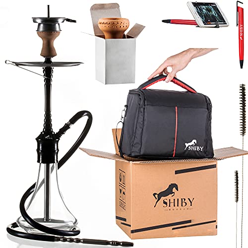 SHIBY® Shisha Set mit Tasche und Reinigungsbürsten - Premium Hookah 68 cm - Edelstahl Tauchrohr & Diffusor Aufsatz…