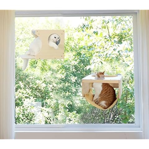 Cat Window Bed and House with Acrylic Hammock for Cats Overlooking and Sleeping Cover