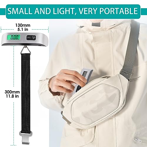 Digitale Kofferwaage Gepäckwaage,GeeRic Gepäckwaage Travel mit Temperatursensor,50KG / 110 lb Hängewaage Digitalwaage Fischwaage Batterie im Lieferumfang enthalten