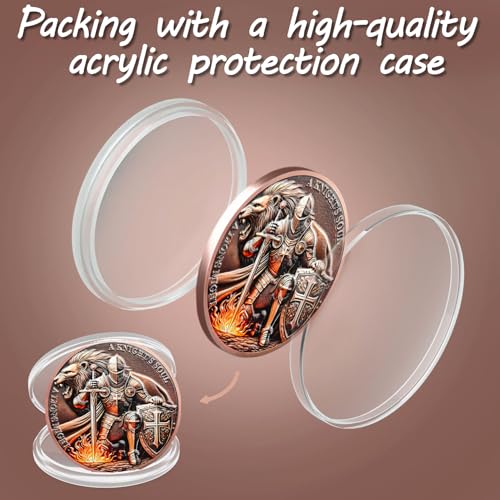 ACGZQY Christian Challenge Coin Anmeldung - Löwe- und Rittermünze - Inspirierendes Kriegersymbol, inspirierender Rittergeist, motivierende Geschenke
