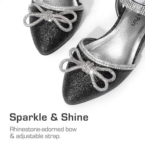 DREAM PAIRS Girls Sandals Closed Toe Dress Low Heels Pointed Toe Pump Flower Shoes for Little Big Kids Wedding Princess Party2