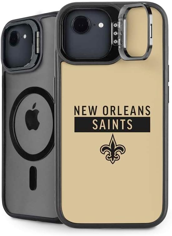 Skinit Kickstand Phone Case Compatible with iPhone 16e - Officially Licensed NFL New Orleans Saints Black Blast Design