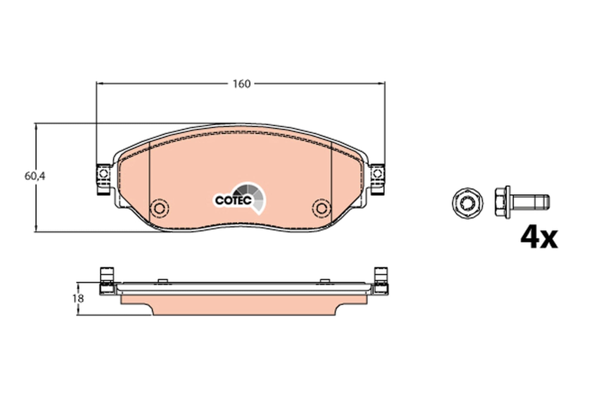 TRW GDB2096 Plaquettes de Frein Kit de 4 pour Renault Trafic III Fourgon (FG_) 2014 - Essieu Avant et Autres Véhicules | Compatible avec: FIAT TALENTO Bus, TALENTO Kasten, TALENTO Pritsche/Fahrgestell, NISSAN NV300 Kasten, NV300 Kombi