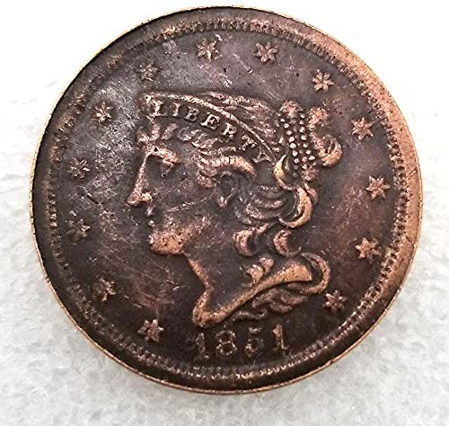 1851 Historic Half-Cent Nickel Old Coin-American Commemorative Uncirculated Old American Coins-Prefer to Handmade Coins Crafts Historical Gifts