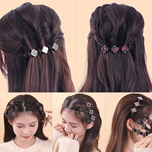8Pcs Sparkling Crystal Stone Braided Hair Clips For Women, Duckbill Clip With 3 Small Hair Clips,3 Way Braided Hair Clip With Rhinestones For Women/Girls #TOP6