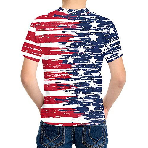 Eciodci Kids American USA Flag Patriotic T Shirts 4th of July Summer T-Shirt for Boys Girls Short Sleeve 4-15 Years2