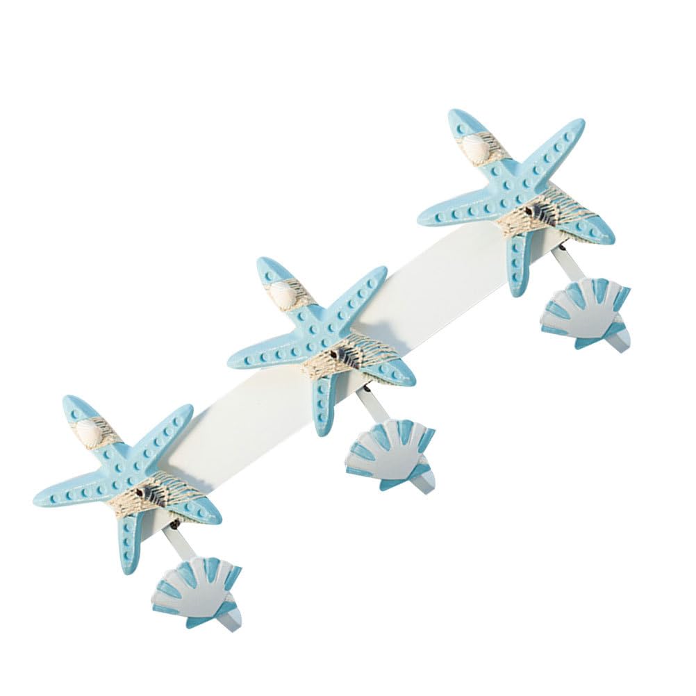Amosfun Gancio Da Parete Stile Forma Di Stella Marina Appendino Creativo Con Slot Per Cappotti e Accessori Decorazione Murale Blu Sfumato Per Casa e Ufficio