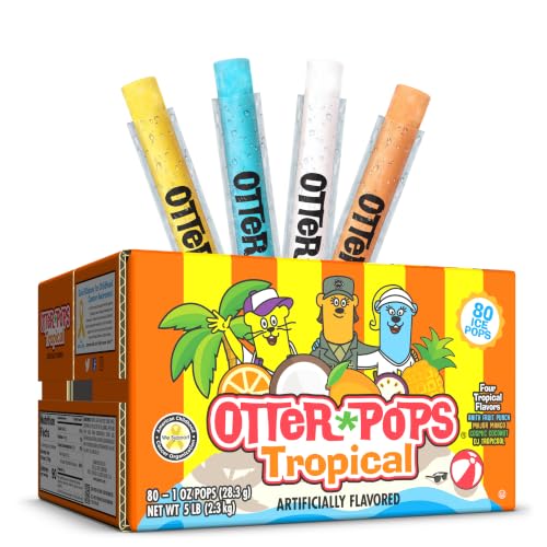Otter Pops Freezer Pops, Tropical Variety Pack, 80 Count