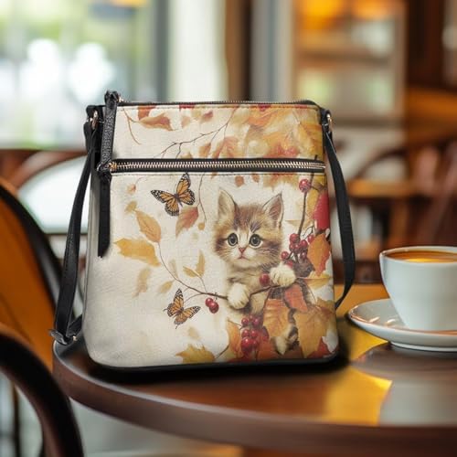 Image of Leather Purses for Women, Leather Hobo Bags for Women Travel Sling Purse Triple Zippered Pockets Shoulder Bag