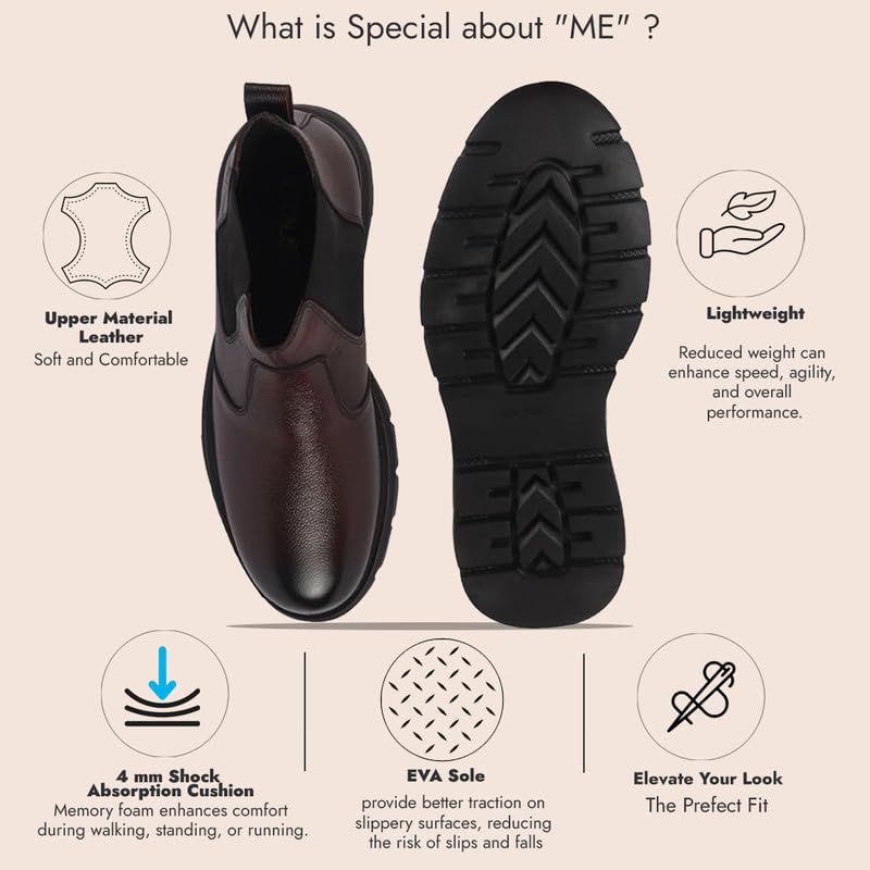 Image of FAUSTO Men Genuine Leather Slip On Boots | Chelsea Work Boots | Lightweight Memory Cushion Shoes | Formal Boots