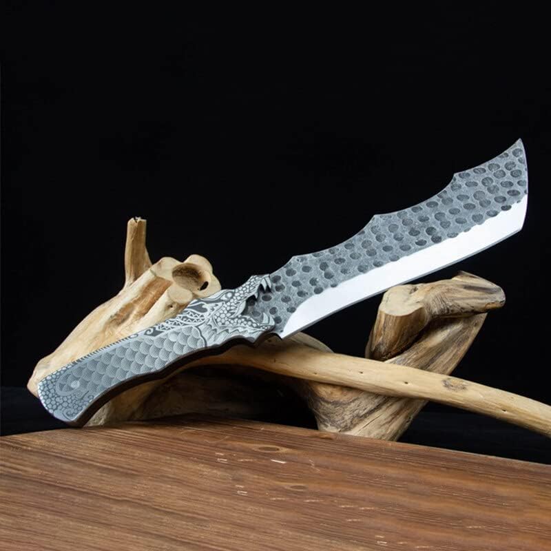 MAYiT Meat Cleaver Knife, 7.5 Inch Chopper Knife Sharp Long Machete Hunting Hatchet Handmade Forged Longquan Kitchen Knives Big Bone Poultry Tools