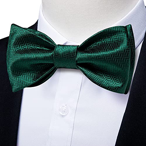 Image of DiBanGu Mens Silk Self Bow Tie Set 4PCS for Tuxedo Wedding