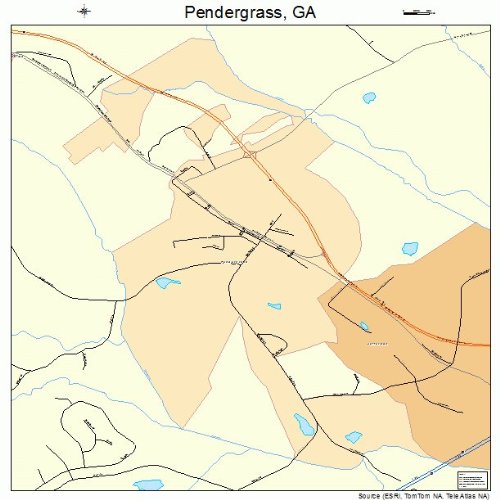 Large Street & Road Map of Pendergrass, GA Printed poster size wall atlas of your home