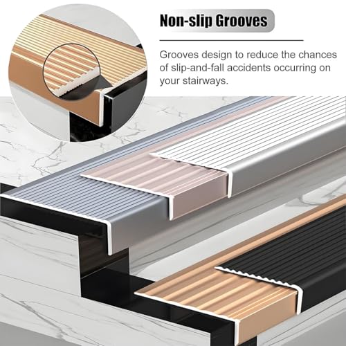 Borde de escalera aluminio dorado W3cm para transiciones de suelo 2