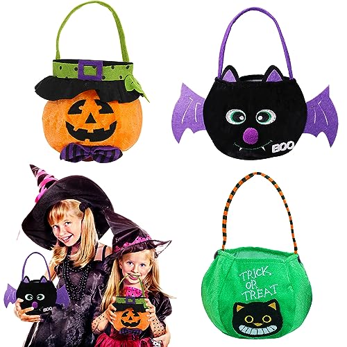 3 peças saco de doces de abóbora de Halloween, RosyFate saco de doces de bruxa vampiro morcego, truque ou tratamento de Halloween, com alça, presentes de festa de Halloween para crianças (B)
