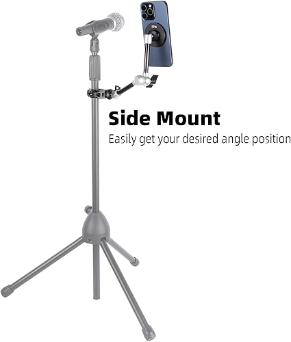 Miniatura 2 de Soporte magnético para teléfono totalmente metálico con súper abrazadera y brazo largo de 10 pulgadas para Magsafe, soporte ajustable para espejo