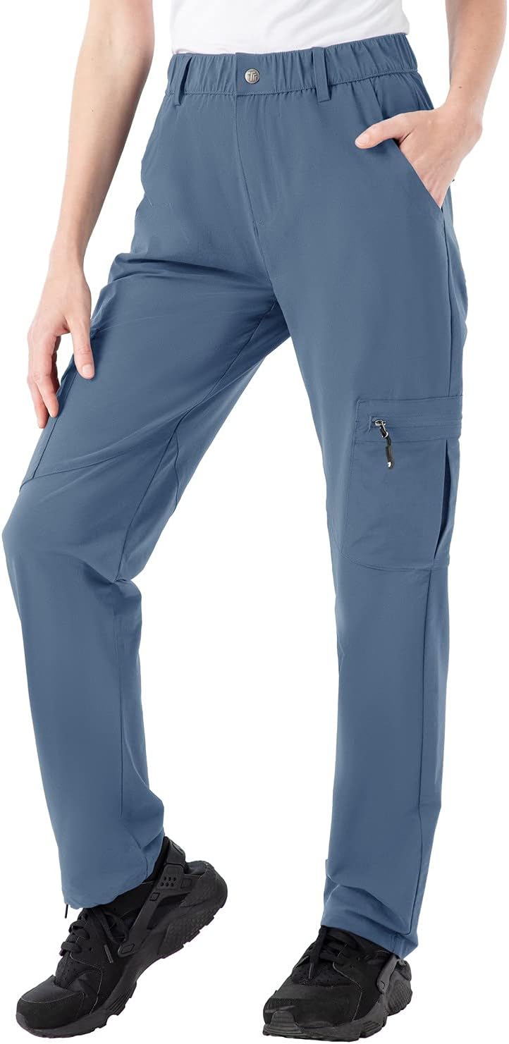 Rdruko Women's Hiking Cargo Pants Water-Resistant Quick Dry UPF 50+ Travel Camping Work Pants Zipper Pockets - Image 3