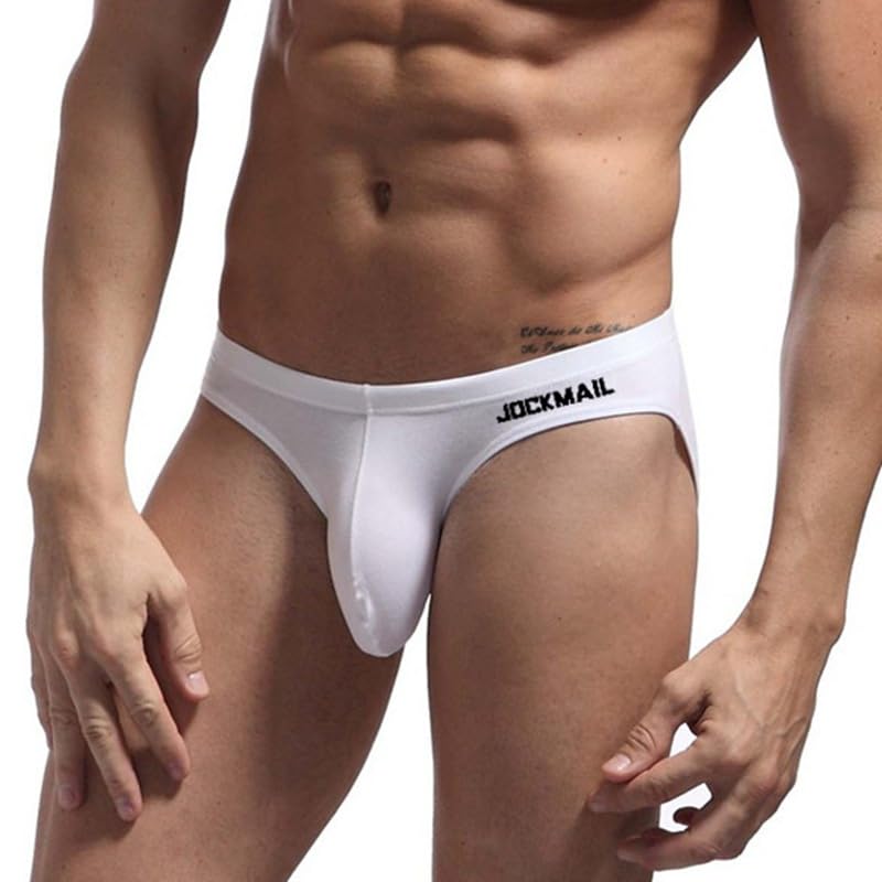 JOCKMAIL Herren Slip Männer Atmungsaktive Baumwolle Unterwäsche (DE/NL/SE/PL, Alphanumerisch, XXL, Regular, Regular, Weiß)