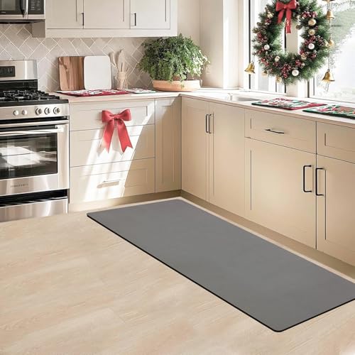 Image of SITTELLA Rubber Kitchen Mats Set, Anti-Skid Kitchen Mats 3.5mm, Water Absorbent Rug, Carpets, Floor Mat for Home and Kitchen (120x50cm) in Grey, Rectangular