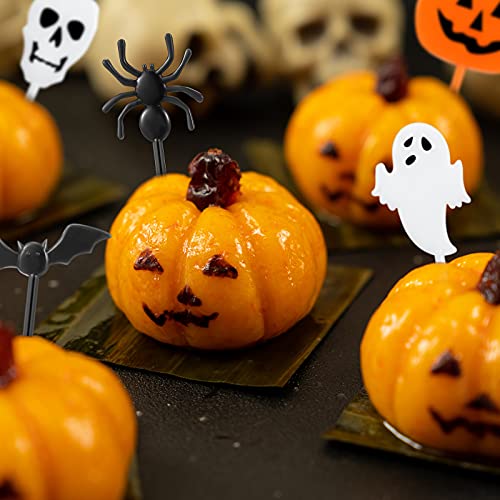 150 Pieces Halloween Picks Set 50 Plastic Halloween Cupcake Topper Pumpkin Ghost Cupcake Toothpicks With 100 Paper Cupcake Liners Muffin Wrappers Baking Cups For Kids Birthday Halloween Party Supplies #TOP5