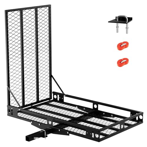 ERGOMASTER Mobility Scooter Carrier Trailer, Hitch Cargo Carrier with Ramp, Heavy Duty Strong Hitch Mount Wheelchair Carrier for Car, 500 LBS Capacity (Unfoldable)