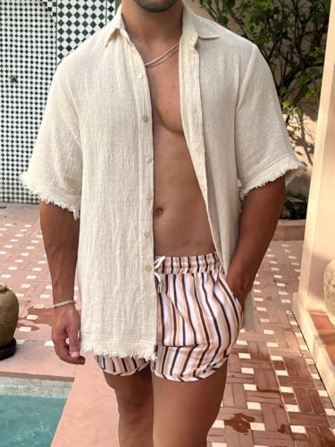 Men's Beach Shorts Quick Dry Board Striped Printed Sweatpants Summer Shorts Travel Essential