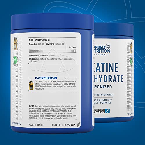 Applied Nutrition Creatine Monohydrate Powder 500g – 100% Micronized Creatine – 5g per Serving – Unflavoured – Supports High-Intensity Performance – 100 Servings - Image 6