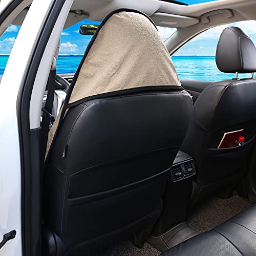 Image of Leader Accessories Towel Waterproof Car Seat Cover Beige for Trucks SUV Seats Fitness Athletes Pets Gym and Water Sport