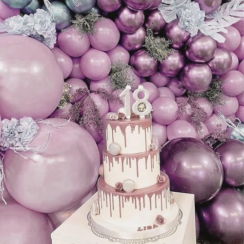 Image of PartyWoo Dusty Purple Balloons 140pcs Different Sizes Pack of 18 12 10 5 Inch Lavender Boho Neutral Balloon Arch Kit for Baby Shower Graduation Butterfly Fairy Birthday Party Decorations Purple-F29