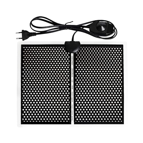 Geoyien Manta termica Reptiles, 28 * 28cm Manta termica terrario, Alfombrilla calefactora, Impermeable y Resistente a la Humedad, Temperatura Ajustable (0-35 Grados) Enchufe Europeo (14W, 220V-240V)