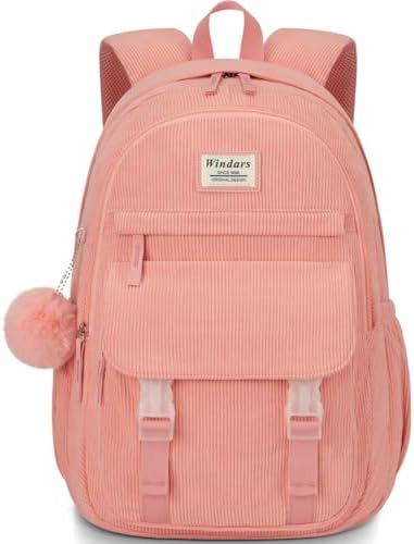 WINDARS School Backpack for Teens, Large Corduroy Bookbag Cute 15...