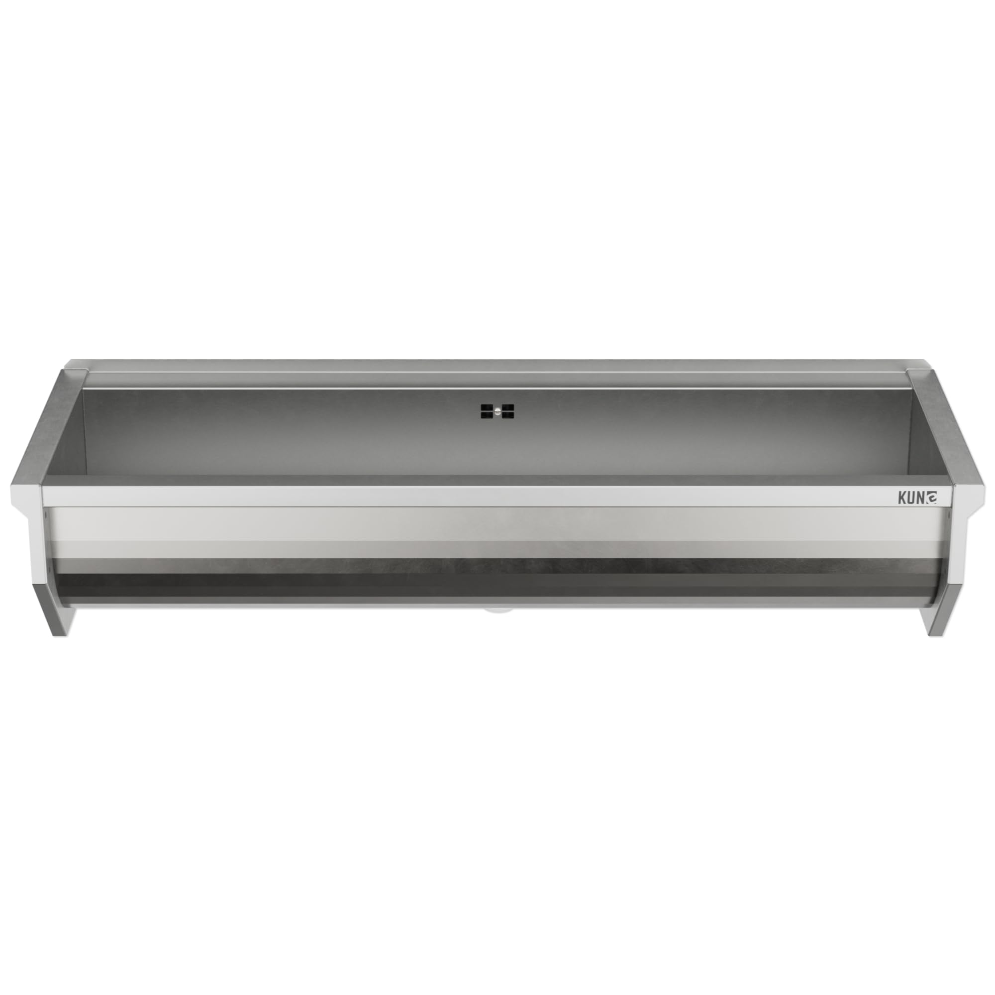 KUNe SOLIDUM 120 - Lavello in acciaio inox per montaggio a parete, dimensioni esterne 128 x 47 x 28 cm (larghezza x profondità x altezza) cm