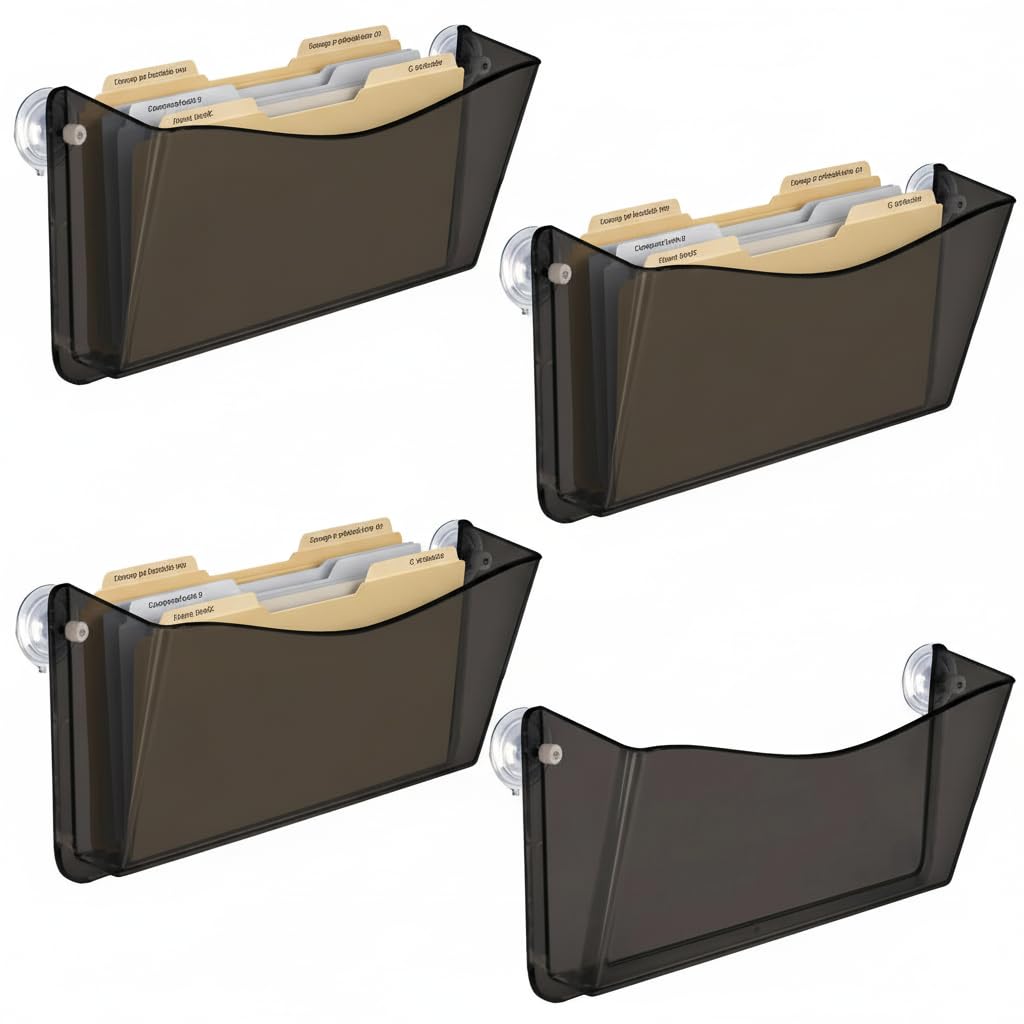 Azar Displays 250055-SMK - Soporte de plástico para archivos de pared con ventosas, color ahumado, paquete de 4