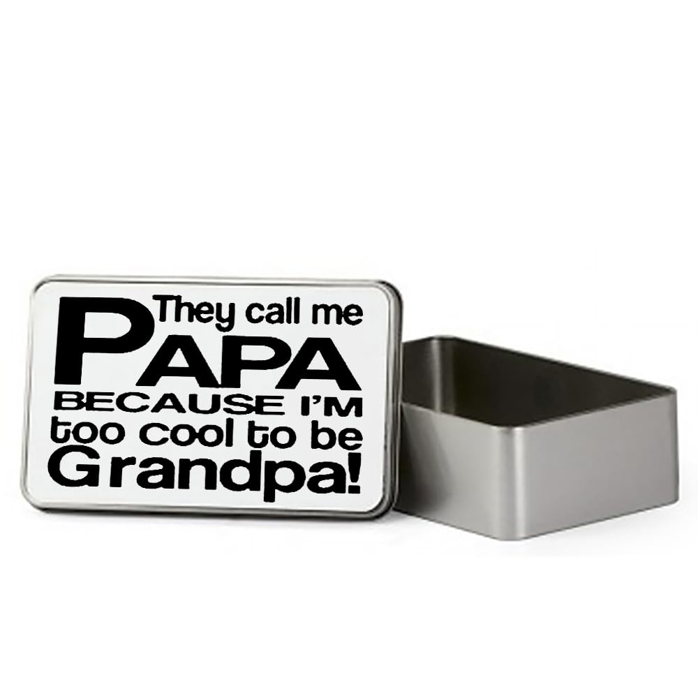Giftme They Call Me Papa Because I'm Too Cool to Be Grandpa, Metal Tin Storage Box, Biscuit, Chocolate,Tin, Emergency Stuff Tin. (Rectangular)