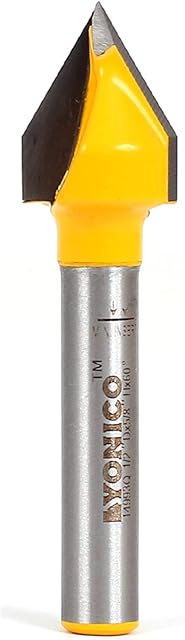 Yonico 14993q - V Groove Router Bit, Angle: 60 Deg, Diameter: 1/2" - 1/4" Shank